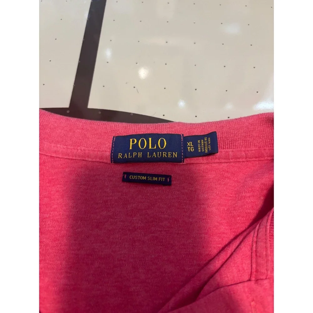 Polo Ralph Lauren Mens Custom Slim Fit Polo Shirt Pink Heather XL Short Sleeve